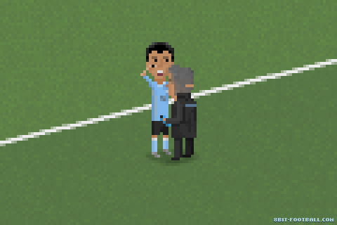 Suarez celebrates with his physiotherapist